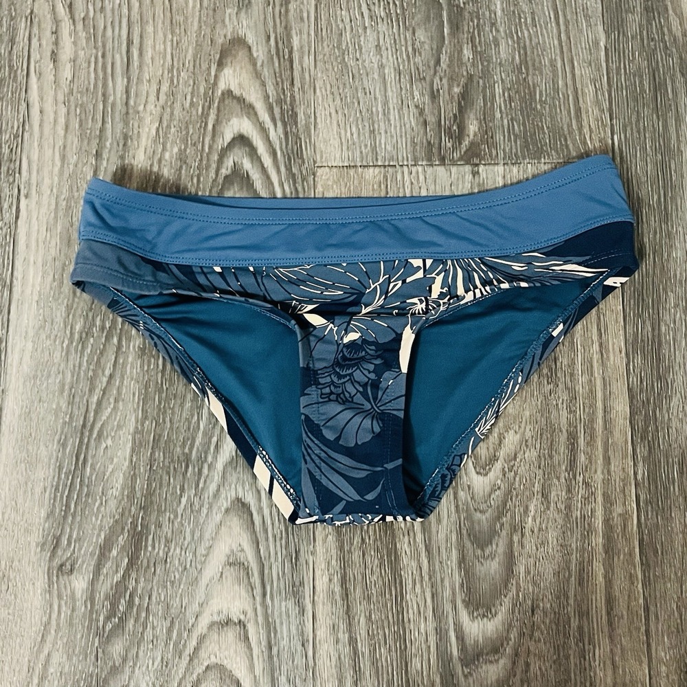 Carve Designs Stinson Bikini Bottom Tropical Palm Blue Green Sz XS NWOT Mid Rise
